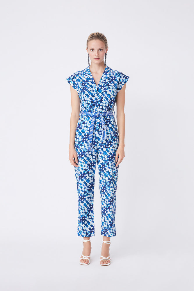 Talia Floral Print Jumpsuit | Blue