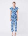 Talia Floral Print Jumpsuit | Blue