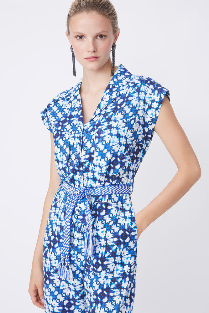 Talia Floral Print Jumpsuit | Blue