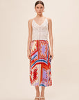 Suncoo Farah Graphic Print Pleated Skirt - Geranium