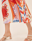 Suncoo Farah Graphic Print Pleated Skirt - Geranium
