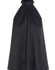 Nikki Halter Neck Silk Top | Black