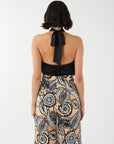 Nikki Halter Neck Silk Top | Black