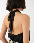 Nikki Halter Neck Silk Top | Black