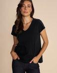 Tulli V Neck T-Shirt | Black