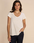 Tulli V Neck T-Shirt | Ecru