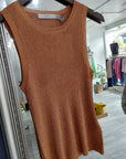 Silvi Metallic Vest | Apricot Tan
