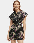 Scotch and Soda Linen Playsuit - Black Floral