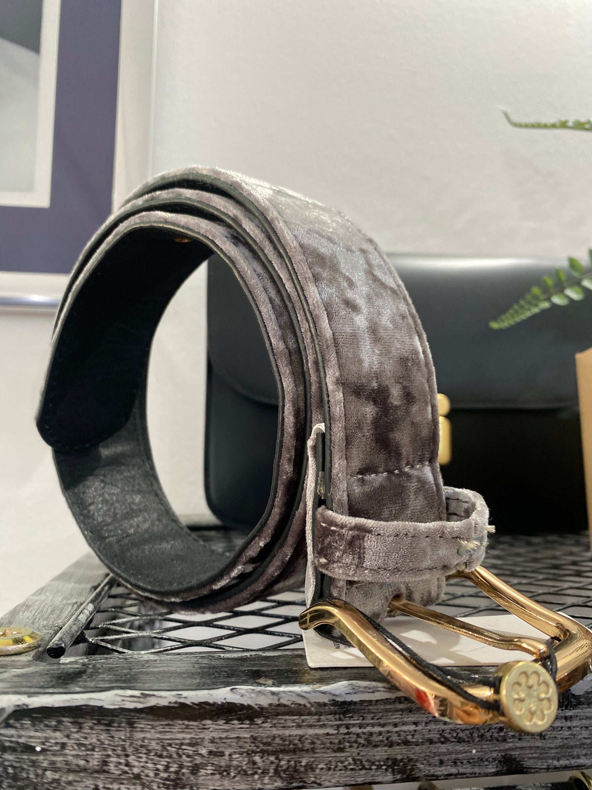 Crushed Velvet Effect Belt | Silver