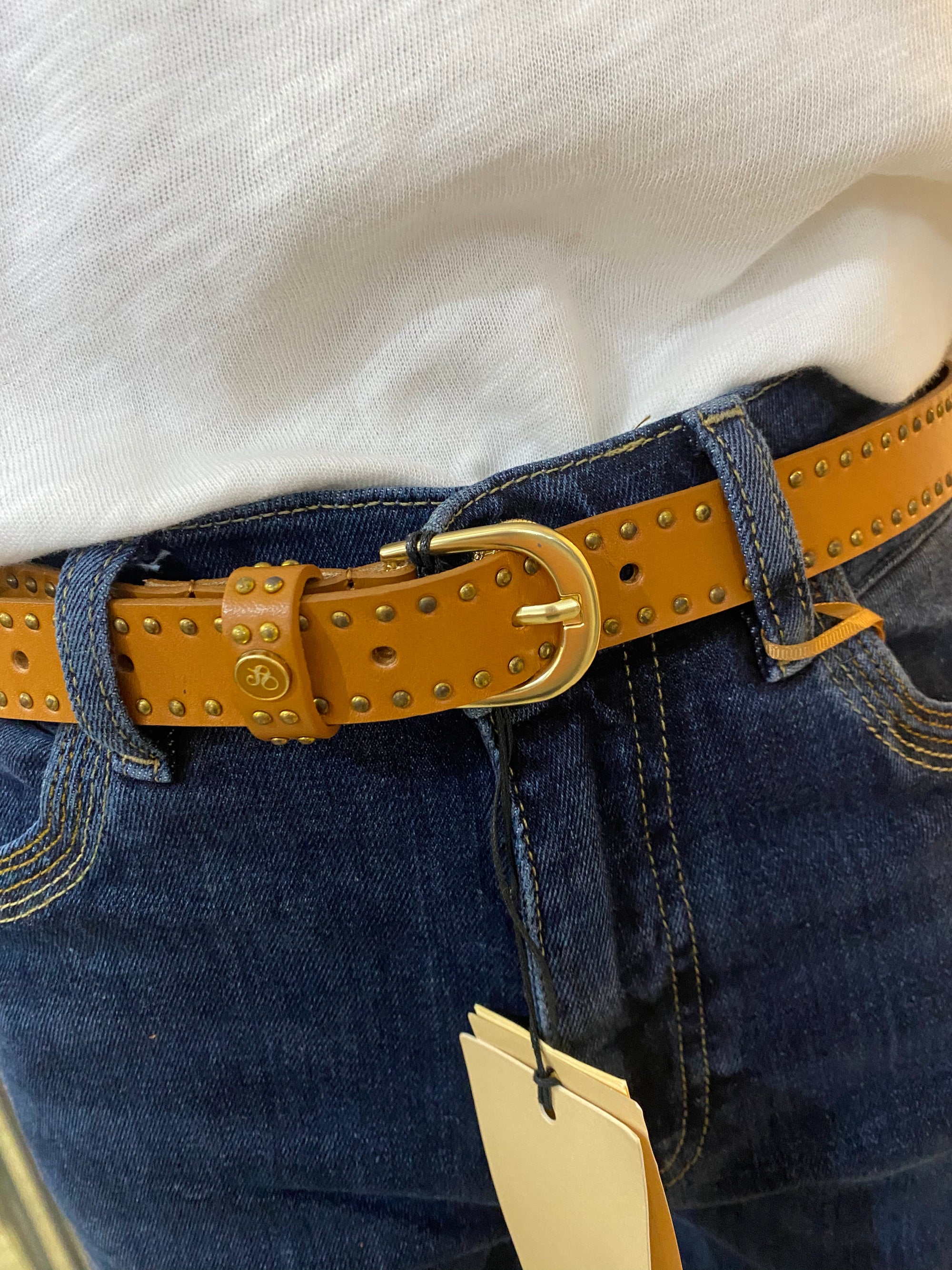 Studded Leather Belt | Tan