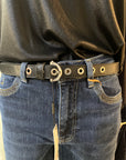 Eyelet Leather Belt | Black