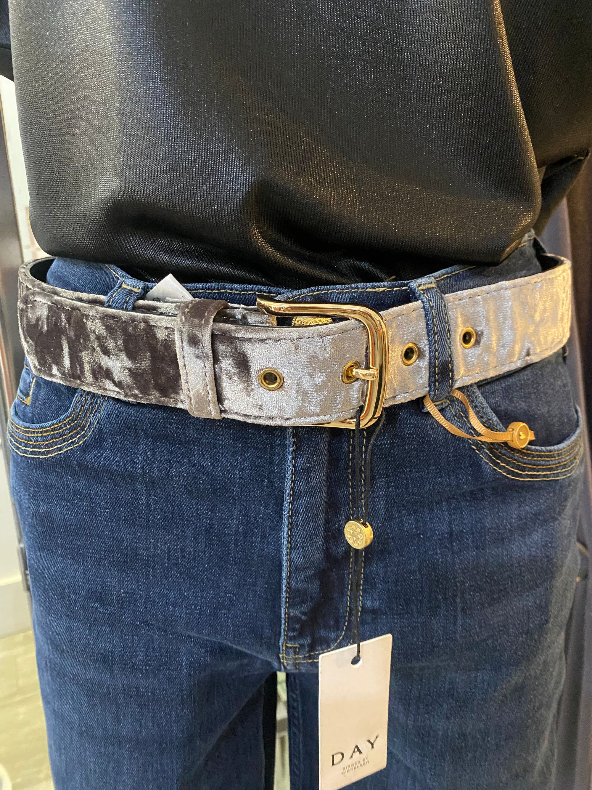 Crushed Velvet Effect Belt | Silver