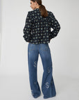 Bow Printed Tounge Blouse | Blue