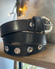 Eyelet Leather Belt | Black