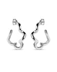 Enamel Copenhagen Earrings Curly Hoops - Silver