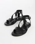 Silver Buckle Flat Sandal | Black