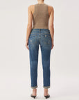 DL1961 Riley Boyfriend Straight Jeans - Mid Blue