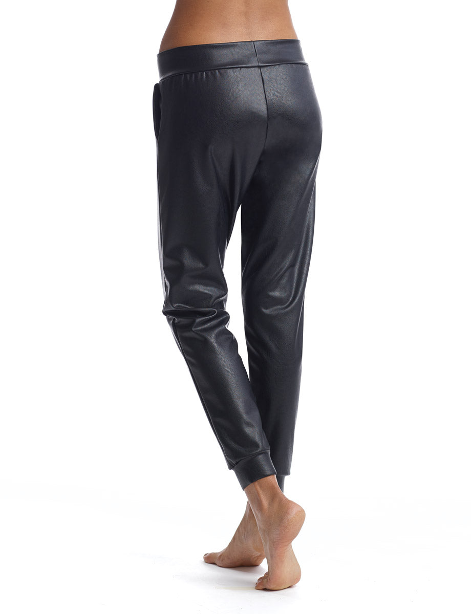 Commando Faux Leather Jogger - Black