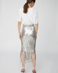 Sequins Fringes Skirt | Silver