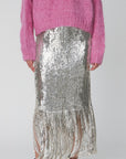 Sequins Fringes Skirt | Silver