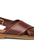Buckle Flat Scalloped Edge Sandal | Natural Tan