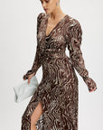Fabiola Dress | Brown Zebra