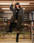 Summery Copenhagen Harlow Quilted Midi Parker Khaki