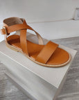 Gold Buckle Flat Sandal |Terracotta