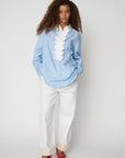 Stella Nova - Striped Shirt With Scallops Creme Blue Stripe