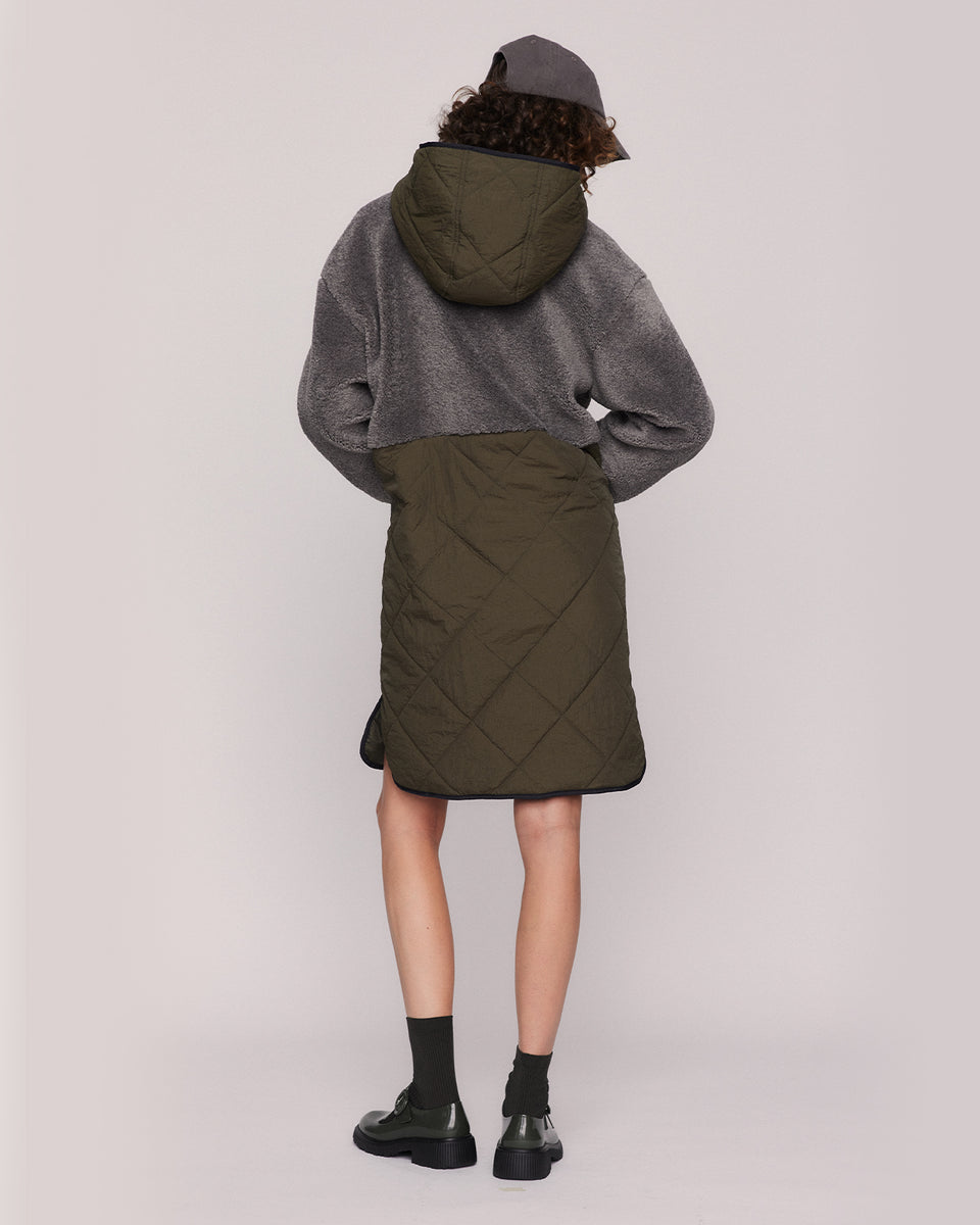 Harlow Quilted Midi Parker Khaki