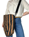 Sixton London Striped Brown & Black tote bag - Large