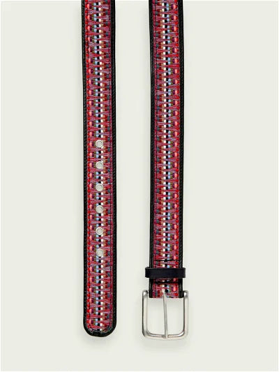 Sky Woven Leather Belt | Black