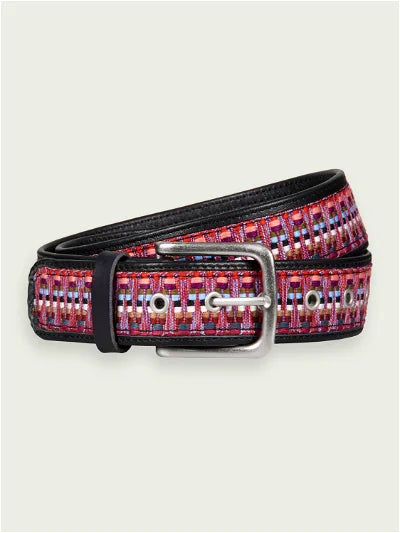 Sky Woven Leather Belt | Black