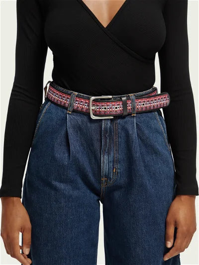 Sky Woven Leather Belt | Black