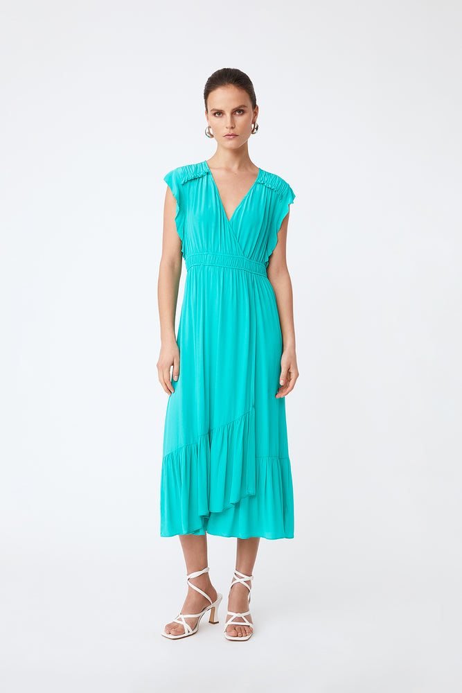Suncoo Cerise Ruffle Dress - Turquoise