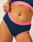 Stripe & Stare High Rise Knicker - Midnight/Hot Pink