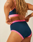 Stripe & Stare High Rise Knicker - Midnight/Hot Pink