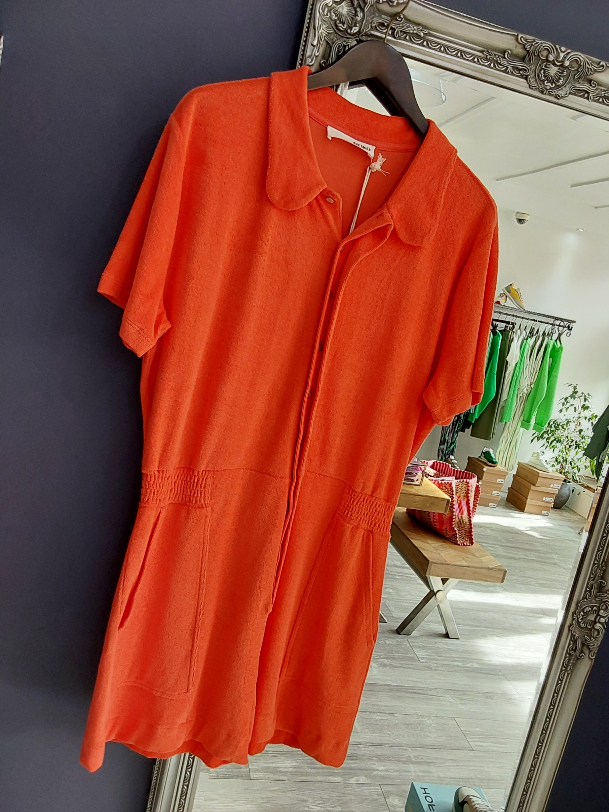 Reiko Towelling Playsuit - Orange