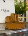 Scotch & Soda Studded Leather Belt - Tan