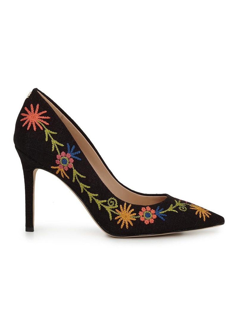 Sam Edelman Hazel Pointed Toe Heel - Embroidered Black