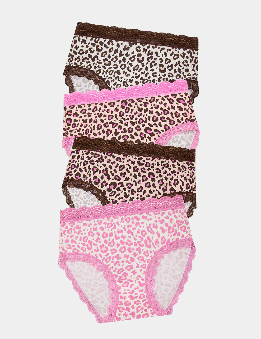 Stripe &amp; Stare - High Rise Knicker Four Pack | Liquorice/Leopard